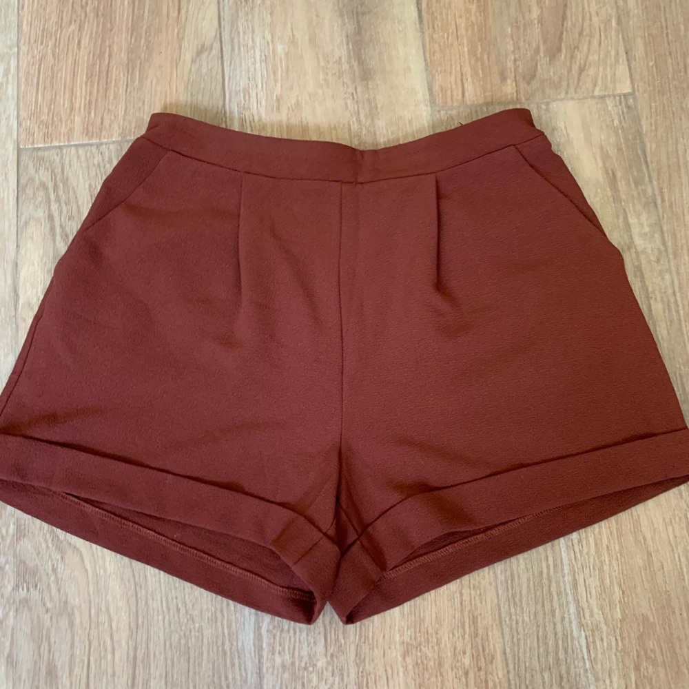 New Copper burnt orange Pleated shorts